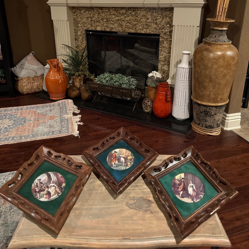 Set Of 3 Vintage Framed Turner Wall Accessory, London, 1960’s , 14.5” x 10.25”